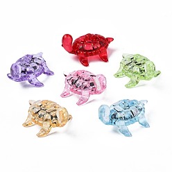 Mixed Color Transparent Acrylic Pendants, Turtle, Mixed Color, 37x28x20mm, Hole: 2mm, about 130pcs/500g