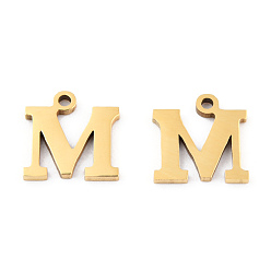 Letter M 201 encantos de acero inoxidable, alfabeto, letter.m, 8.5x8.5x1 mm, agujero: 1 mm