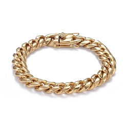Golden Men's 304 Stainless Steel Cuban Link Chain Bracelets, Golden, 9-1/4 inch(23.5cm)