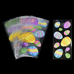 Egg 50Pcs Easter Theme Transparent Plastic Storage Bags, for Party Candy, Cookies Packaging, Rectangle, Egg Pattern, 27x12.8x0.01cm