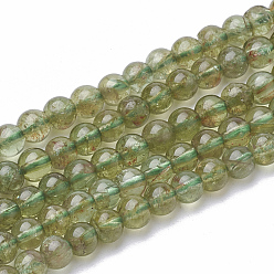 Apatita Cuentas de apatita verde natural hebras, rondo, 7x6.5 mm, agujero: 1 mm, sobre 59 unidades / cadena, 15.9 pulgada