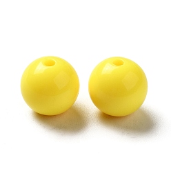 Amarillo Abalorios de acrílico opacos, rondo, amarillo, 11.5~12 mm, agujero: 2 mm, Sobre 520 unidades / 500 g