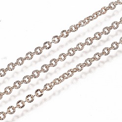 Rose Gold Ion Plating(IP) 304 Stainless Steel Cable Chains, with Spool, Soldered, Textured, Rose Gold, Link: 2.6x2.3x0.4mm, about 32.8 Feet(10m)/roll