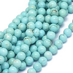 Howlite Brins de perles de magnésite naturelle, teints et chauffée, ronde, 10~11mm, Trou: 1mm, Environ 38 pcs/chapelet, 15.5~16.1 pouce (39.5~41 cm)