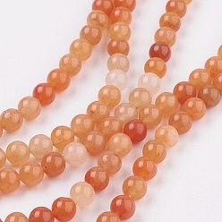 Red Aventurine Natural Red Aventurine Beads Strands, Round, 10mm, Hole: 1mm, about 37pcs/strand, 14.9 inch