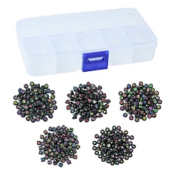 Noir 500pcs 5 styles de perles acryliques opaques, trou horizontal, cube/plat rond/coeur, noir, 6~7x6~7x4~6mm, Trou: 1.2~3.5mm, 100 pcs / style