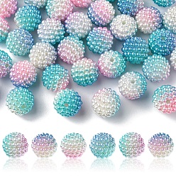 Bleu Ciel Foncé Perles acryliques en nacre d'imitation , perles baies, perles combinés, ronde, bleu profond du ciel, 12mm, Trou: 1mm