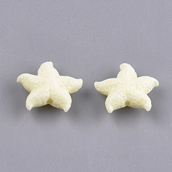 Soie De Maïs Perles de corail synthétiques, teint, étoile de mer / étoiles de mer, cornsilk, 14x16x6mm, Trou: 1mm