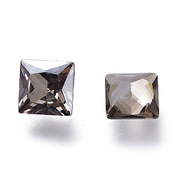Crystal Satin Cubic Zirconia Pointed Back Cabochons, Faceted Square, Crystal Satin, 5x5x3mm