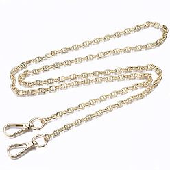 Light Gold Correas de cadenas de bolsa, Cadenas de eslabones marino de latón, con broches de aleación giratorias, para accesorios de reemplazo de bolsas, la luz de oro, 116x0.7 cm