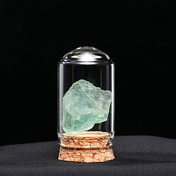 Fluorine Décoration d'affichage en fluorite verte brute naturelle, ornements de pot de cloche de cloche de pierre d'énergie de reiki, arc, 30x55mm