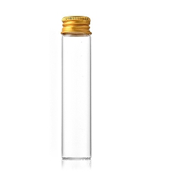 Clear Glass Bottles Bead Containers, Screw Top Bead Storage Tubes with Golden Plated Aluminum Cap, Column, Clear, 2.2x12cm