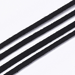 Noir Fil de daim, cordon suede, dentelle de faux suède, noir, 2.5~2.8x1.5mm, environ 1.09 yards (1m)/toron