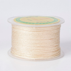 Blanc Antique Câblés en polyester rondes, cordes de milan / cordes torsadées, blanc antique, 1.5~2 mm, 50 yards / rouleau (150 pieds / rouleau)