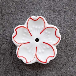 Roja Quemadores de incienso de porcelana, soportes de incienso de flores, Suministros budistas zen de la casa de té de la oficina en el hogar, rojo, 45x10 mm