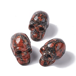 Labradorita Decoraciones caseras de labradorita roja natural de halloween, cráneo, 51x29x36 mm