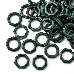 Teal Acrylic Linking Rings, Quick Link Connectors, For Jewelry Chains Making, Imitation Gemstone Style, Octagon, Teal, 25.5x25.5x5.5mm, Hole: 16x16mm, about: 250pcs/500g