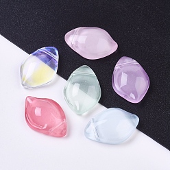 Mixed Color Imitation Jade Glass Pendants, Petal, Mixed Color, 19x13x4.5mm, Hole: 1mm