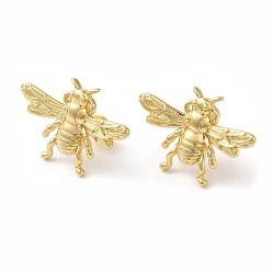 Настоящее золото 18K Латунные серьги-гвоздики в виде пчел, без свинца и без кадмия, реальный 18 k позолоченный, 18x27 мм