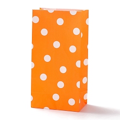 Dark Orange Rectangle Kraft Paper Bags, None Handles, Gift Bags, Polka Dot Pattern, Dark Orange, 9.1x5.8x17.9cm