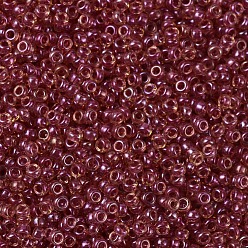(RR363) Light Cranberry Lined Topaz Luster MIYUKI Round Rocailles Beads, Japanese Seed Beads, (RR363) Light Cranberry Lined Topaz Luster, 11/0, 2x1.3mm, Hole: 0.8mm, about 1100pcs/bottle, 10g/bottle