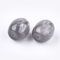 Gris Clair Perles en résine, pierre d'imitation, ovale, gris clair, 17~17.5x16mm, Trou: 3mm