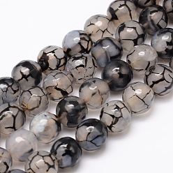 Gris Clair Agate naturelle teints perles rondes facettes brins, gainsboro, 8mm, Trou: 1mm, Environ 48 pcs/chapelet, 15.3 pouce