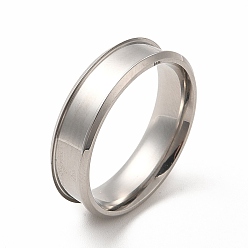 Color de Acero Inoxidable 201 ajustes de anillo de dedo acanalados de acero inoxidable, núcleo de anillo en blanco, para hacer joyas con anillos, color acero inoxidable, diámetro interior: 19 mm, ranura: 4.1 mm