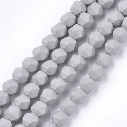 Light Grey Spray Painted Non-magnetic Synthetic Hematite Beads Strands, Star Cut Round Beads, Faceted, Light Grey, 6x6x6mm, Hole: 0.8mm, about 64~67pcs/strand, 14.9 inch~15.7 inch