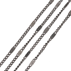 Electrophoresis Black 304 Stainless Steel Figaro Chains, with Spool, Soldered, Electrophoresis Black, Link: 2~5.2x1.4x0.9mm, about 32.8 Feet(10m)/roll