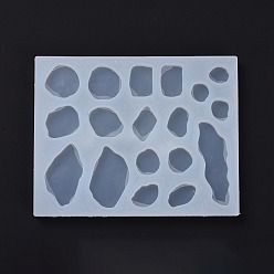 White DIY Gemstone Nugget Shape Silicone Molds, Resin Casting Molds, For UV Resin, Epoxy Resin Craft Making, White, 107x138x9mm, Inner Diameter: 12~59x12~25mm