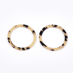 PapayaWhip Cellulose Acetate(Resin) Big Pendants, Leopard Print, Ring, PapayaWhip, 60x2.5mm, Hole: 1.4mm