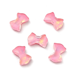 Rose Cabochons de strass en verre de style moka k9, dos plat et dos plaqué, facette, bowknot, rose, 6.8x10x3mm