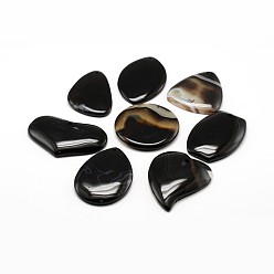 Agate Noire Pendentifs en agate noire naturelles, formes mixtes, 30~61x22~52x5~7mm, Trou: 1.5~2mm