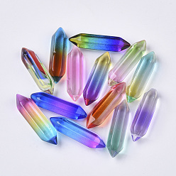 Mixed Color Glass Double Terminated Point Beads, No Hole/Undrilled, Bullet, Mixed Color, 30~32x8~9x8mm
