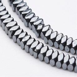 Non-magnetic Hematite Non-magnetic Synthetic Hematite Beads Strands, Faceted, Square Heishi Beads, 2x2x1mm, Hole: 1mm, about 415pcs/strand, 15.74 inch