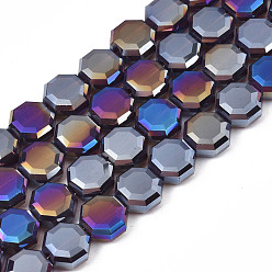 Bois Solide Perles en verre electroplate, de couleur plaquée ab , facette, octogone, burlywood, 7~8x7~8x4mm, Trou: 1.2mm, Environ 72 pcs/chapelet, 20.47 pouce (52 cm)