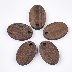 Saddle Brown Walnut Wood Pendants, Oval, Saddle Brown, 15.5x10.5x2.5~3mm, Hole: 1.8mm