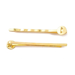 Golden Iron Hair Bobby Pin Findings, Golden Color, Size: about 2mm wide, 52mm long, 2mm thick, Tray: 8mm in diameter, 0.5mm thick