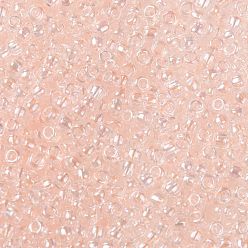 (1844) Transparent Rainbow Pink Toho perles de rocaille rondes, perles de rocaille japonais, (1844) rose arc-en-ciel transparent, 8/0, 3mm, Trou: 1mm, environ1110 pcs / 50 g