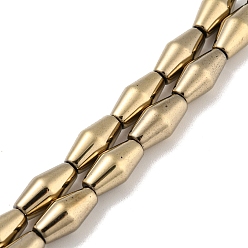 Chapado en Oro Ligero Hebras de cuentas de hematita magnética sintética electrochapada, bicono, chapado en oro de la luz, 6.2~6.5x12~12.5 mm, agujero: 1.4 mm, sobre 33 unidades / cadena, 16.89'' (42.9 cm)