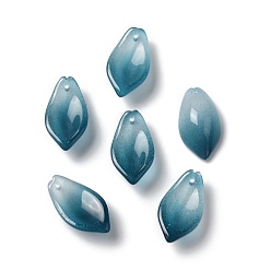 AceroAzul Colgantes de vidrio teñido y calentado, petalina de ilibiscus, acero azul, 20x11x6.5 mm, agujero: 1.2 mm