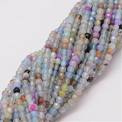 Light Steel Blue Natural Agate Bead Strands, Dyed, Faceted, Round, Light Steel Blue, 4mm, Hole: 0.8mm, about 90~92pcs/strand, 14 inch