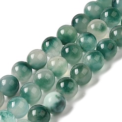 Teal Natural Dyed Jade Beads Strands, Round, Teal, 10~10.5mm in diameter, Hole: 1mm, about 37pcs/strand, 14.76''~14.80''(37.5~37.6cm)