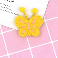 Amarillo Adornos de fieltro de lana, accesorios para el cabello para niños, mariposa, amarillo, 50x40 mm