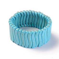 Turquoise Medio Pulseras del estiramiento de la turquesa sintética, teñido, medio turquesa, 2-1/8 pulgada (5.5 cm)