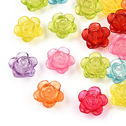 Mixed Color Transparent Acrylic Beads, Flower, Mixed Color, 12x7.5mm, Hole: 1.6mm, about 1350pcs/500g