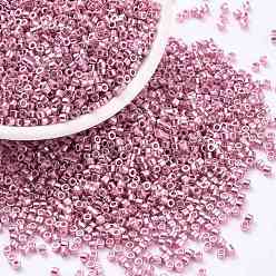 Hot Pink Cylinder Seed Beads, Metallic Colours, Uniform Size, Hot Pink, 2x1.5mm, Hole: 0.8mm, about 40000pcs/bag, 450g/bag