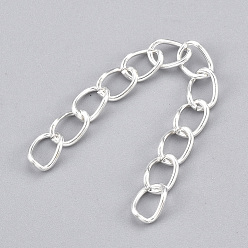 Plata Extensor de cadena de hierro, cadenas del encintado, plata, 50 mm, link: 5~5.5x3.5~4x0.8 mm