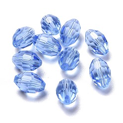 Cornflower Blue Glass Imitation Austrian Crystal Beads, Faceted, Oval, Cornflower Blue, 15x9mm, Hole: 0.8~1.4mm